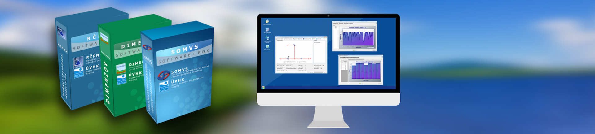 Ústav vodního hospodářství krajiny dlouhodobě vyvíjí specializované softwarové produkty. / The Institute of Landscape Water Management has been developing specialized software products for a long time.